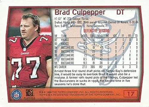 1999 טופפס כדורגל מס '17 בראד קולפפר טמפה מפרץ ברוקנרס כרטיס מסחר רשמי של NFL מחברת TOPPS
