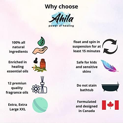 אהילה כוח של ריפוי 12 ענק תוסס אורגני אמבטיה פצצות מתנת סט לנשים גברים וילדים תוכנן בקנדה לאורך זמן צפים מרגיע ארומתרפיה