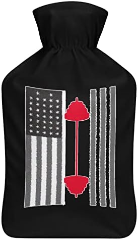 הרמת משקל דגל אמריקאי הרמת בקבוק מים חמים עם כיסוי קטיפה רכה שקית הזרקת מי גומי חמים 1000 מל