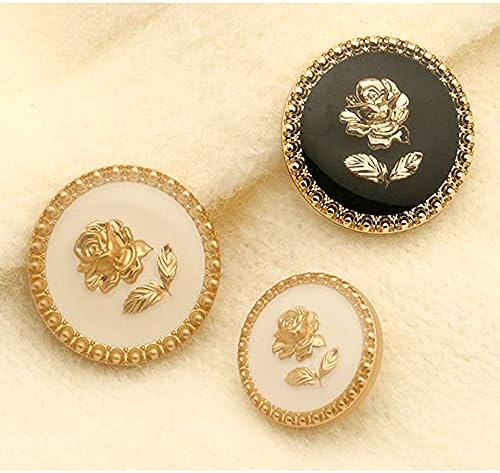 5 יחידות וינטג 'עגול רטרו מתכת זהב זהב כפתורי דפוס פרחי ורד לקישוט מעילי בגדים