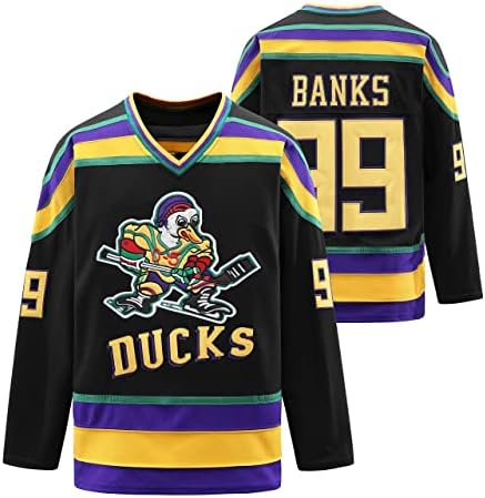 Duckes Mighty Hocke Hockey Jersey 90s ביגוד מבוגרים למסיבה, אותיות ותפורות מספרים