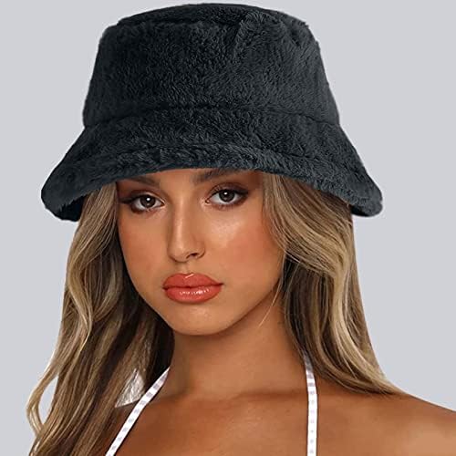 כובע דלי חורף לנשים, כובע חם פלאפי מטושטש לנשים כובע דייג קטיפה חיצוני כובע חם אטום לרוח