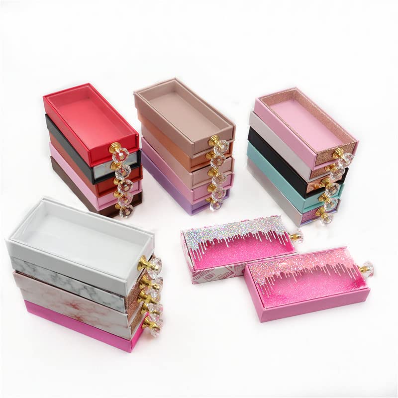 קופסאות מלבן קופסאות אריזה ריסים עם מגשים ידית קריסטל בתפזורת תיק מגנטי ריק, E00,50 קופסא עם מגש