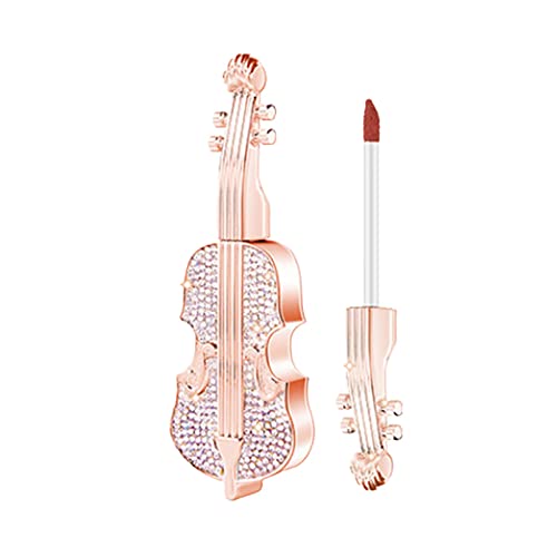 קטיפה אדום כינור שפתון ייחודי כינור עיצוב שפתון עמיד למים עמיד תרסיס נוזל שפתון עם אריזת מתנה יופי דלפק