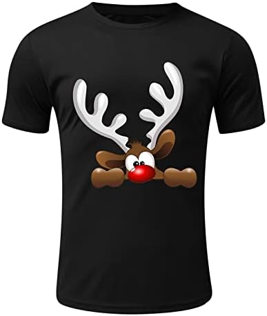GDJGTA Mens אופנה פנאי ספורט חג המולד כותנה הדפסת חולצה עם שרוול קצר חולצה גדולה