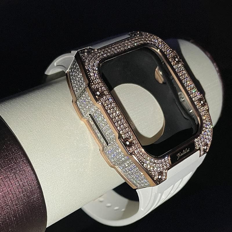ערכת Mod של CNHKAU לסדרת Apple Watch 8 7 75 ממ סגסוגת טיטניום ופס גומייה ל- IWatch 45 ממ חלופ