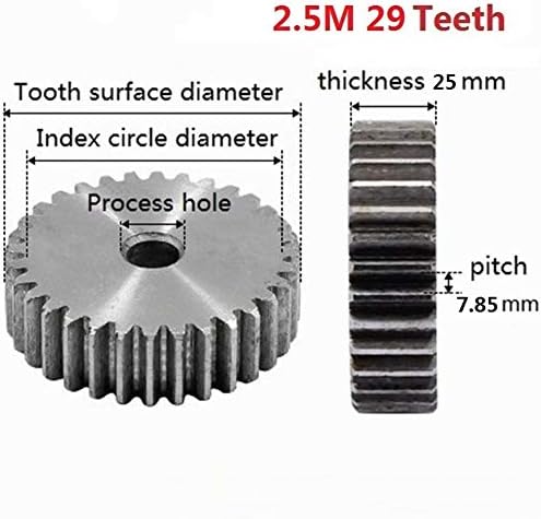 ציוד תעשייתי 1 יח '2.5 מ' 29 שיניים שלוחה הילוך פחמן 45 פלדה מיקרו מנוע שידור חלקי תיבת הילוכים הזדווגות חלקי רובוט
