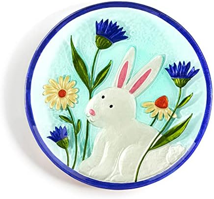 דמדאקו קפיץ ארנב לבן וכחול כחול 11 אינץ 'מזכוכית עגולה