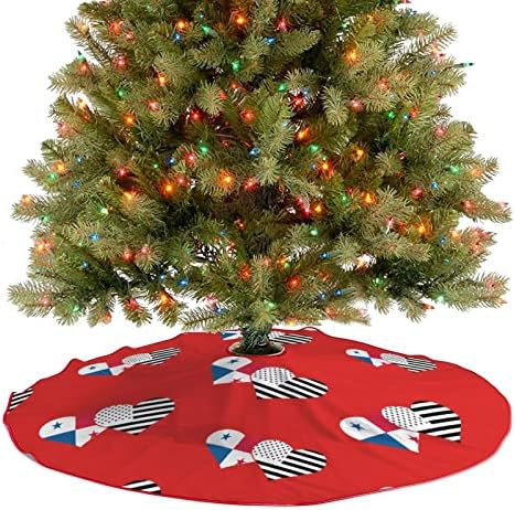 דגל פנמה ודגל אמריקאי חצאית עץ חג המולד חצאית קטיפה רכה אדומה מכוסה למסיבת חג המולד קישוטים חגיגיים מקורה בחוץ