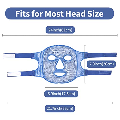 ניוגו ג 'ל פנים מסכת קר חבילה לשימוש חוזר, ג' ל מסכת עיניים חם קר טיפול קרח פנים מסכת עבור מיגרנות, כאבי ראש, מתח, אדמומיות,