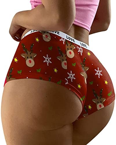 תחתוני חג המולד לנשים סקסיות כותנה כותנה תחתוני הנחלה חג המולד פיג'מה מכנסיים קצרים סנטה איילים איילים איילים