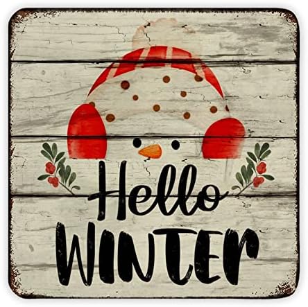 לוחית מתכת רטרו פלאק שלום עונת חורף איש שלג פנים במצוקה שלט קיר ביתי פוסטר מתכת חג המולד וינטג