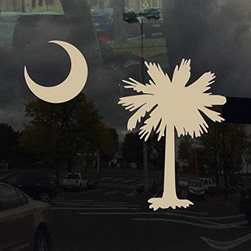 ישים משחק מילים דקלון עץ וירח דגל דרום קרוליינה-ויניל מדבקות לשימוש חיצוני על מכוניות , טרקטורונים, סירות , חלונות ועוד-כהה