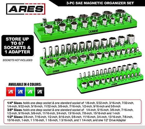 ארס 60037-3-חתיכה סאי מגנטי שקע מארגני סט-ירוק-כולל 1/4 ב, 3/8 ב, 1/2 ב שקע מחזיקי-מחזיק 68 סטנדרטי ועמוק שקעים-גם זמין