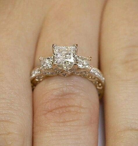 ג ' וי תכשיטים נסיכה לחתוך לבן טופז 18 קראט צהוב זהב טבעת חתונה נשים תכשיטים סז 6-10