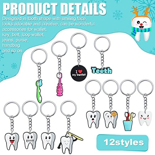 36 חתיכות שן צורת מחזיק מפתחות רופא שיניים שן מפתח טבעת שיניים עוזר מתנות חמוד שן קישוט דקורטיבי מחזיק מפתחות