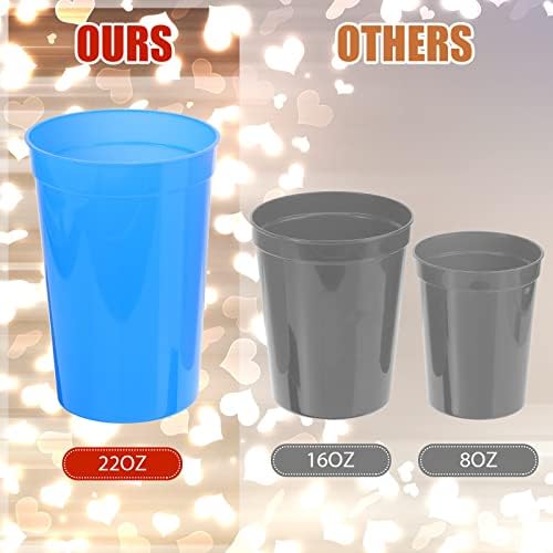 נווגו 60 חתיכות אצטדיון כוסות פלסטיק 22 עוז כוסות שתייה ריקות לשימוש חוזר כוסות מסיבת פלסטיק בצבע אחיד לשיווק פיקניקים