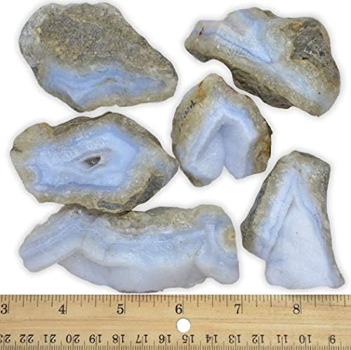 אבני חן מהפנטות חומרים: 1 קילוגרם גס קרחוני מחוספס כחול תחרה אבני אגייט מנמיביה - גבישים טבעיים גולמיים וסלעים