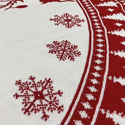 חצאית עץ חג המולד של GFDFD קישוטים תחתונים 90 סמ/122 סמ דפוס פתית שלג סרוג אדום