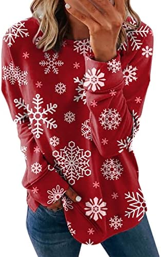 גרפי חולצות טרנדי חמוד חולצות צווארון עגול חג המולד חולצות רופף נשים סווטשירט ארוך שרוול סוודר