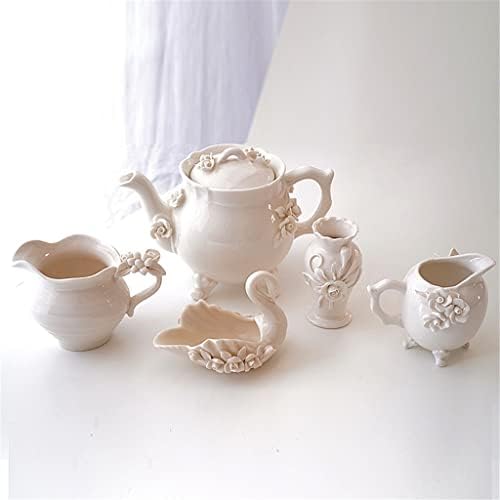 XIULAIQ BEIGE SET SET PROELE קישוט פרחים קרמיקה קומקום קרמיק כוס חלב כוס תה SET אחר הצהריים תה תה
