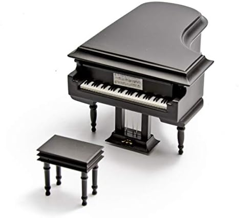 קופסה מוזיקלית של פסנתר עץ שחור עם תא לטבעות ועגילים 18 תיבת מוסיקה תכשיטים פסנתר פסנתר - שירים רבים לבחירה - קלייר