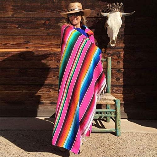 Eccbox 84 x 59 אינץ 'שמיכה סרפית מקסיקנית גדולה עם צבעים בהירים שונים