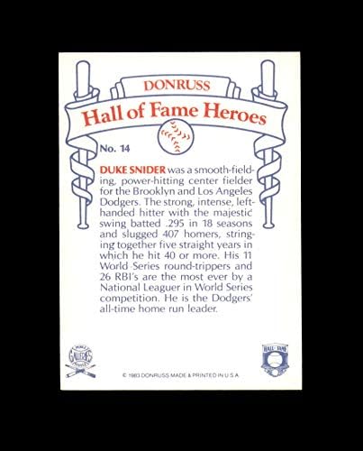 הדוכס סניידר חתום 1983 Donruss Hof Heroes Brooklyn Dodgers חתימה