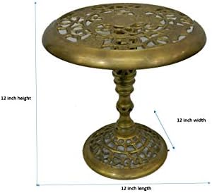 Bharat Haat שולחן מתכת פליז טהור בגימור עדין ואמנות דקורטיבית BH03928