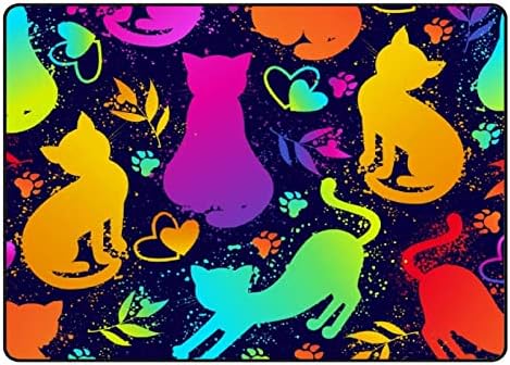 שטיח שטיח רך של צינגזה שטיחים באזור גדול, חתולי גראנג 'לבבות שטיח מקורה נוח, מחצלת משחק לתינוקות לחדר שינה חדר שינה משתלת בית