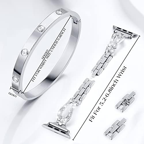סט פס יוקרה V-Moro תואם להקת Apple Watch 44 ממ 45 ממ, צמידי תכשיטים לבושים צמיד עם רצועת דק של יהלום ריינסטון לסדרת