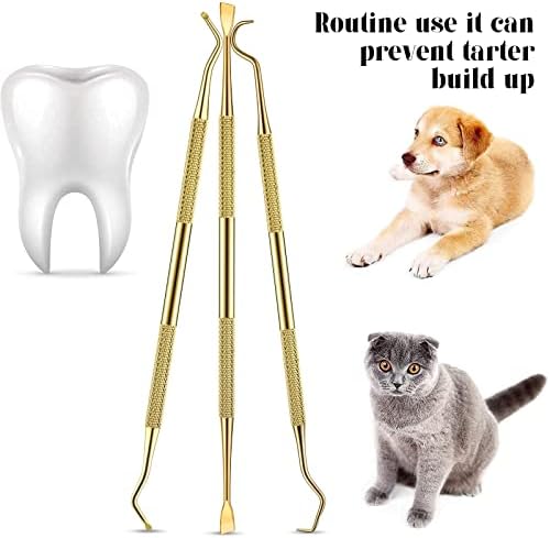 3 חתיכות כלב שיניים שן סקלר ומגרד נירוסטה זוגי בראשות טארטר מסיר מגרד לחיות מחמד שיניים ניקוי כלים עבור כלב וחתול