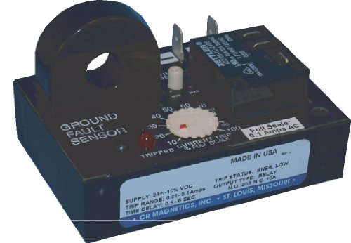 CR מגנטיקה CR7310-EL-24D-.011-CD-CD-ELR-I ממסר חיישן תקלות קרקע עם שנאי פנימי, 24 VDC, המופעל בטיול נמוך, 0.01 עד 0.1