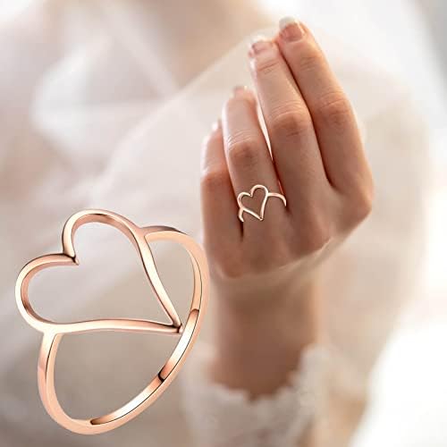 טיטניום פלדת לב בצורת טבעת נשי רגיל טבעת אינו לאבד צבע נירוסטה לב בצורת טבעת ילד טבעות 1012