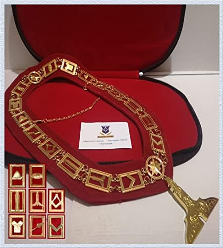 צווארון שרשרת סמלי הבונים החופשיים - זהב מצופה 24K - תכשיט SW + תיק חינם