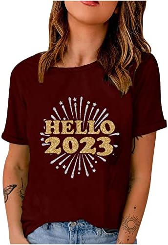 נשים של קצר שרוול חולצת טי הלו 2023 הדפסת יבול חולצות עגול צוואר מקרית טי חולצות סוודר חולצה לנשים