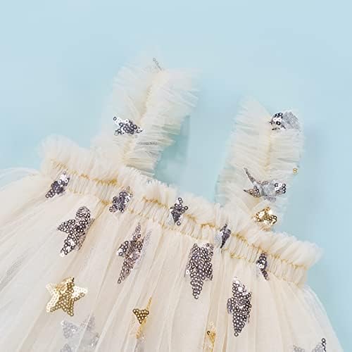 פעוט תינוקות תינוקת קיץ תלבושות קיץ פרחוניות שמלת רשת ללא שרוולים שמלת כוכב קשת פרוע שמלת תחרה טול
