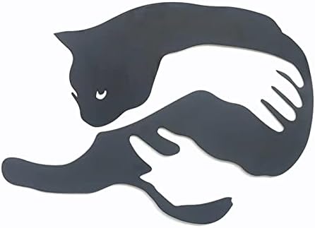 Jushumaoyi קיר קיר קיר; עיצוב קיר חתול; אמנות חתול מתכת; עיצוב קיר מודרני; עיצוב קיר מתכת שחורה; עיצוב קיר שחור לסלון;
