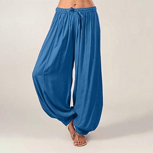 מכנסיים של Uofoco Plus בגודל לנשים מכנסי יוגה רופפים מכנסי הרמון בצבע אחיד