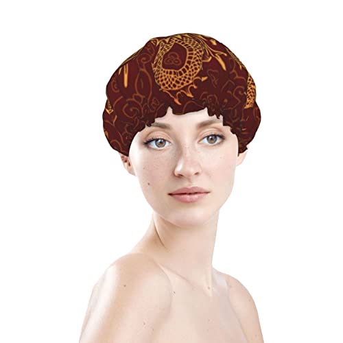 נשים לשימוש חוזר למתיחה שולי שיער כובע זהב דרקונים אדומים שכבות כפולות אדומות