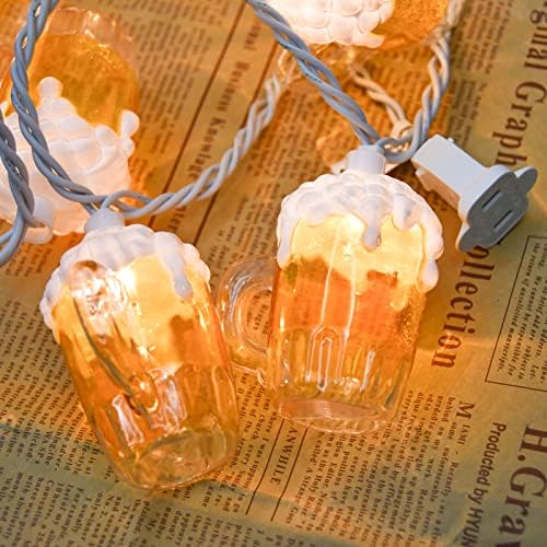 אורות מיתרי בירה של פלרינה עיצוב יום פטריק סנט פטריק 8.5ft ספל בירה אורות מיתר עם 10 אורות ספל בירה, פיות אור, אורות