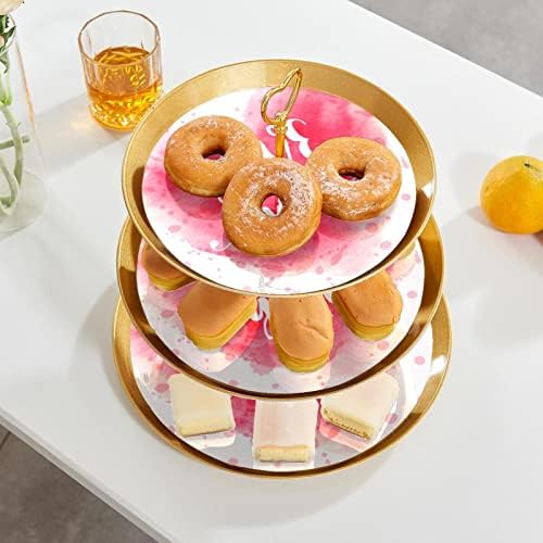 עוגת עומד סט של 3, ורוד לב של אהבה אתה הכן תצוגת שולחן קינוח דוכן הקאפקייקס לחתונה תינוק מקלחת חגיגה