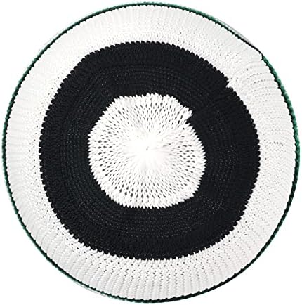 הקופי, שחור לבן רך עם פסים ירוקים ניילון נמתח כובע כיפה קופי מוסלמי כיפת טופי