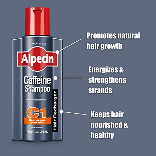 שמפו קפאין אלפסין סי 1, 8.45 אונקיות, שמפו קפאין מנקה את הקרקפת כדי לקדם צמיחת שיער טבעית, משאיר את השיער