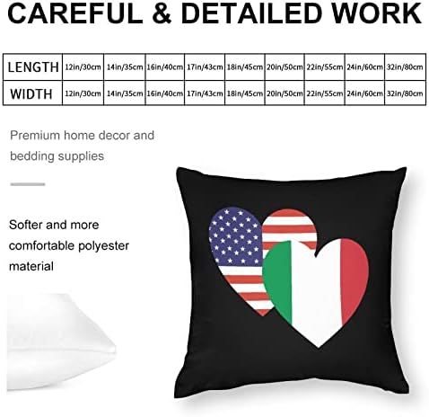 איטליה אמריקאית דגל לב אמריקאי זורק כיסויי כריות עם רוכסן כריות כריות מרובעות מגן לספת מיטה סלון