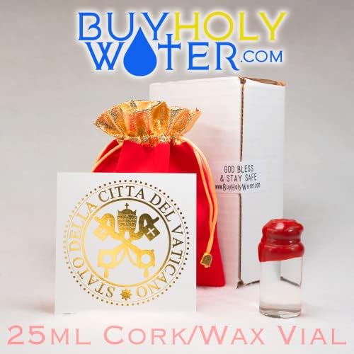 מים קדושים מבורכים 25 מל שעווה אדומה אטומה בקבוקון פקק ✞ המים הקדושים האותנטיים והמוסמכים היחידים ✞ מבורכים על ידי