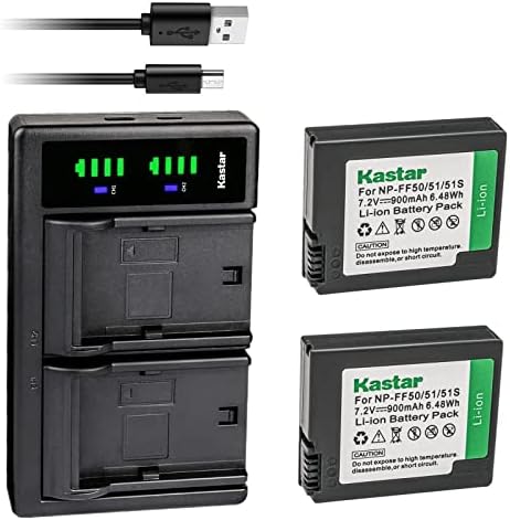 Kastar 3-Pack NP-FF50 סוללה ו- LTD2 מטען USB תואם ל- Sony DCR-IP220E, DCR-IP220K, DCR-IP45, DCR-IP45E, DCR-IP5, DCR-IP55,