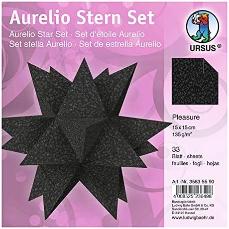 Ursus aurelio Stern Guepting נייר מתקפל 33 גיליונות נייר יצירתי 15 x 15 סמ 135 גרם/מר מודפסים משני הצדדים כוכבי