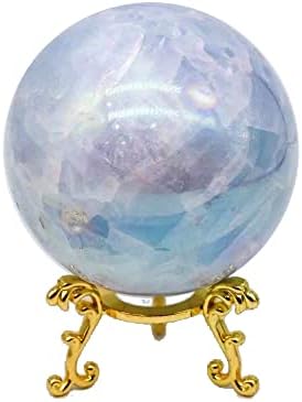 כדור גביש טבעי כחול קלציט כדור כדור סלסטיט לריפוי, אנרגיה חיובית, מתאימה כמתנה, תפאורה ביתית