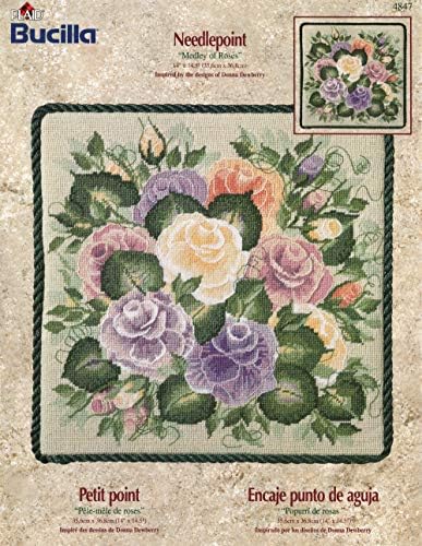ערכת כרית רקמה של בוצ ' ילה 4847 מעורב ורדים ~ בהשראת עיצובים של דונה דוברי